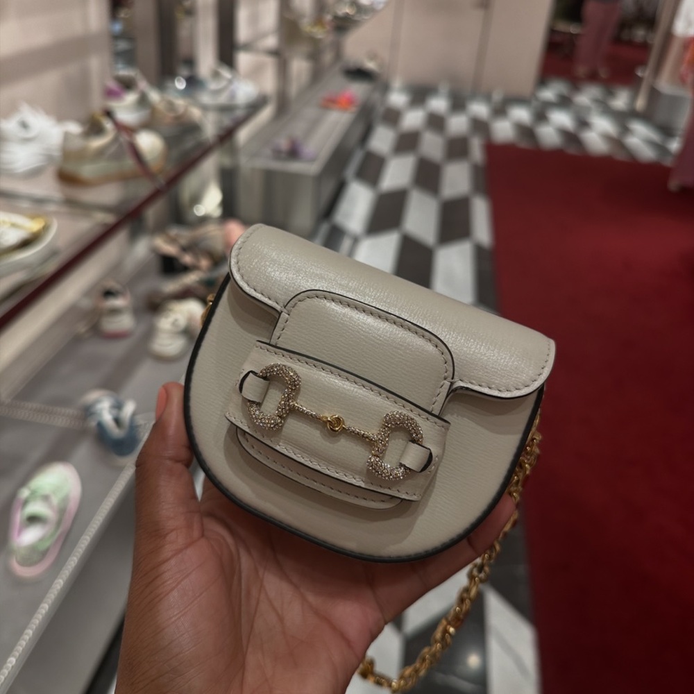 Gucci 1955 Mini Horsebit Belt Bag / Azalea with Swarovski Crystals ✨